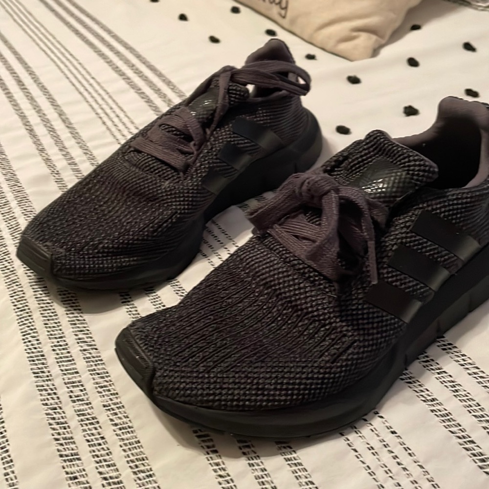 Adidas black running sneakers